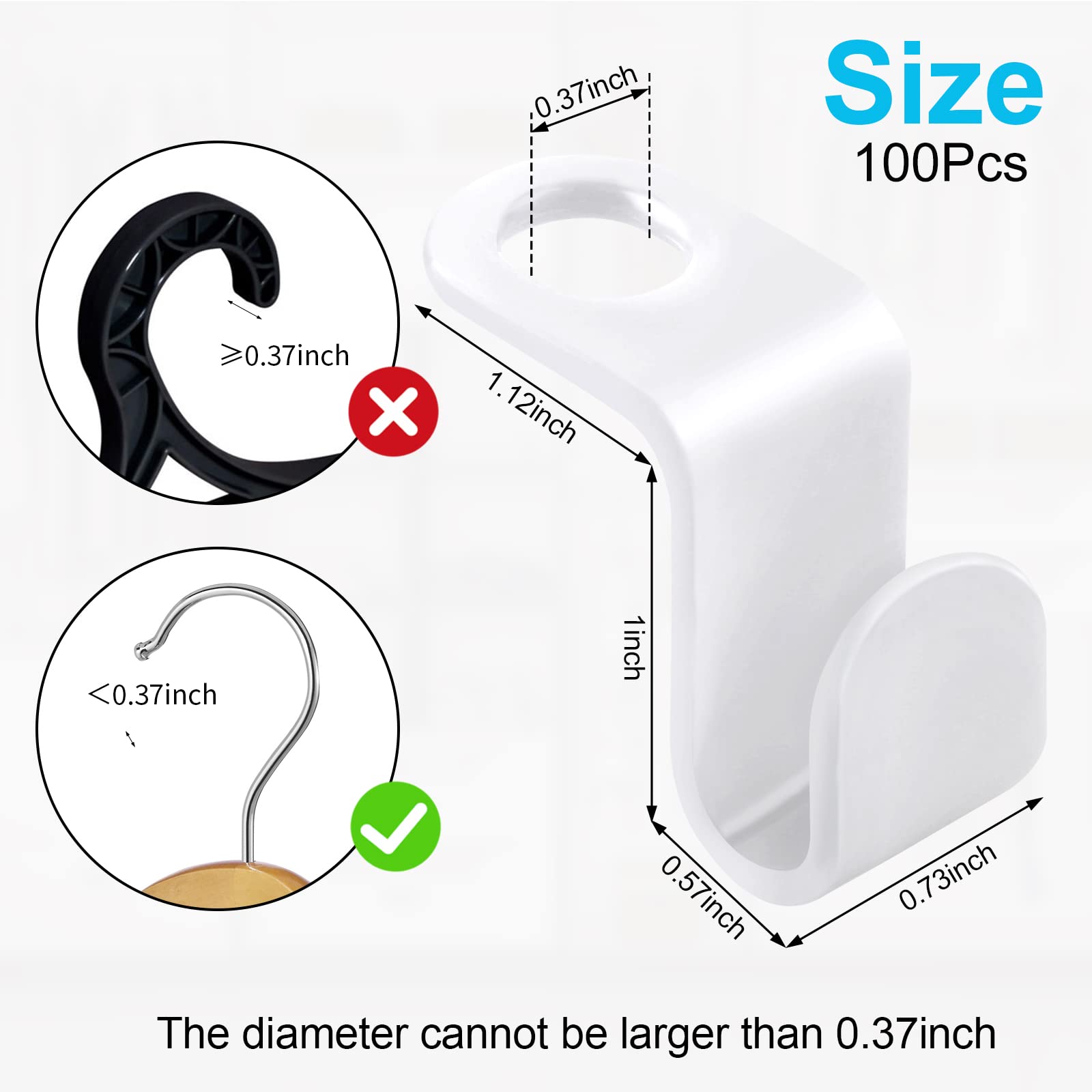 100 Pcs Hanger Connector Hooks, Hangers Space Saving, Hanger Hooks, Hanger Clips For Plastic Hangers(White)